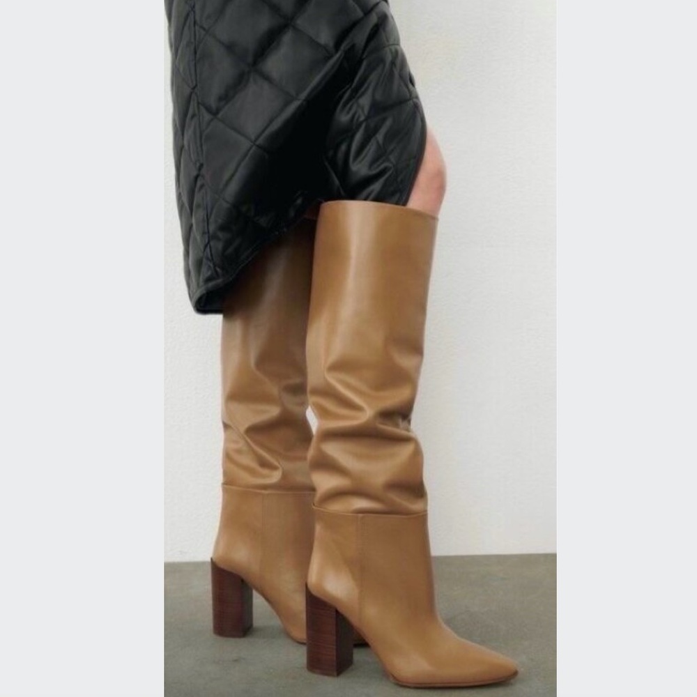 Zara leather over the knee boots - New